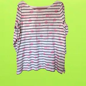 Merona Striped Boat Neck Quarter Sleeve Top